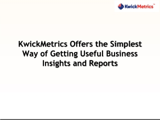 KwickMetrics Offers the Simplest Way of Getting Useful Business Insights and Reports