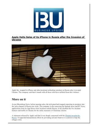 Apple Halts Sales of its iPhone in Russia after the Invasion of Ukraine