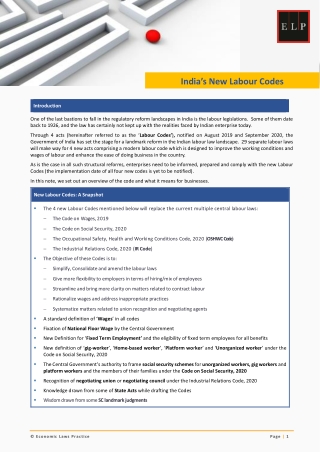 ELP Update - India's New Labour Codes