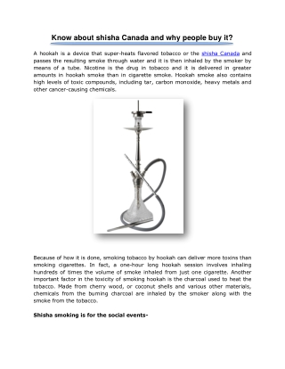 Know about shisha Canada and why people buy it