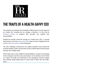 Characteristics of a Health-Aware CEO