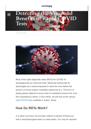 Detecting the Virus and Benefits of Rapid COVID Tests