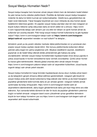 Sosyal Medya Hizmetleri Nedir?