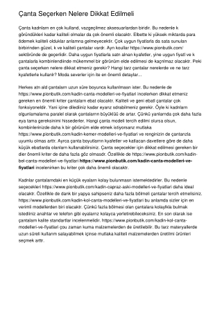 Çanta Seçerken Nelere Dikkat Edilmeli