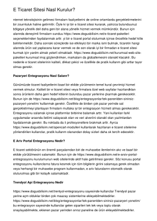 E Ticaret Sitesi Nasıl Kurulur?