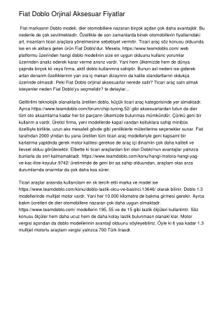 Fiat Doblo Orjinal Aksesuar Fiyatları