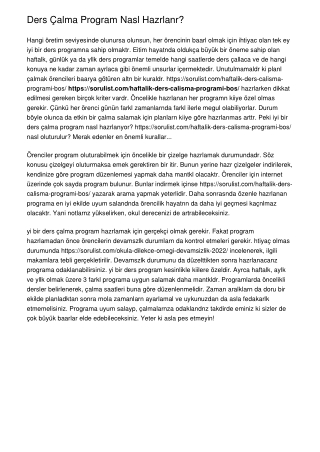 Ders Çalışma Programı Nasıl Hazırlanır?