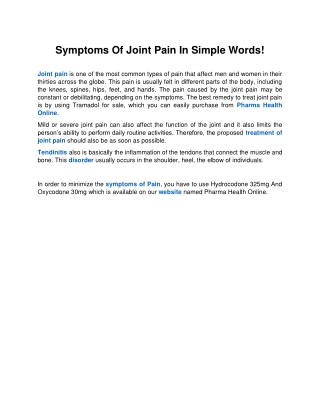 Symptoms Of Joint Pain In Simple Words!