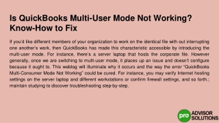 The best way to fix the QuickBooks Multi-User Mode Not Working issue