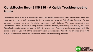 Follow these easy steps to instantly fix the Quickbooks Error 6189 816