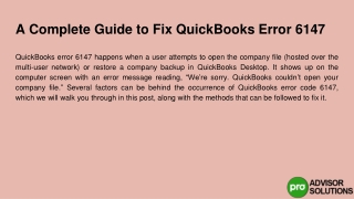 Learn how can you fix the QuickBooks Error 6147 effectively