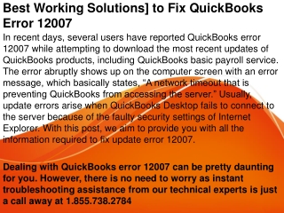 Best Working Solutions] to Fix QuickBooks Error 12007