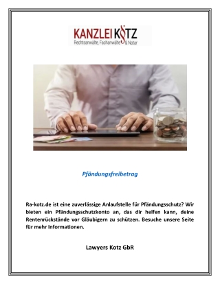 Pfändungsfreibetrag | RA-Kotz.de
