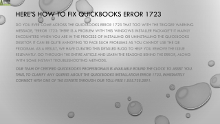 Easy DIY solution for QuickBooks Error 1723