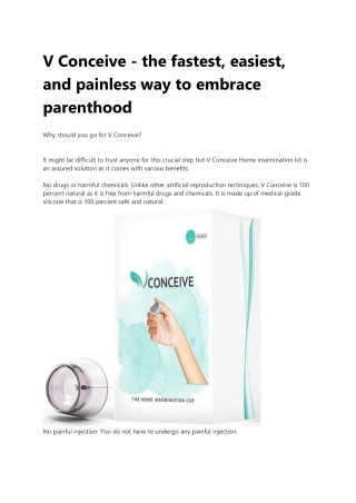 V Conceive - the fastest, easiest, and painless way to embrace parenthood