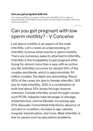 Can you get pregnant with low sperm motility - V Conceive