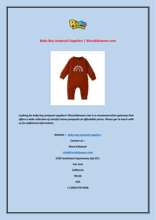 Baby Boy Jumpsuit Suppliers | Riocokidswear.com
