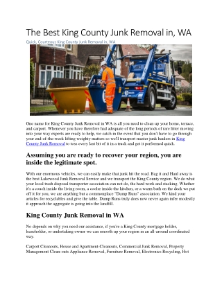 The Best King County Junk Removal in