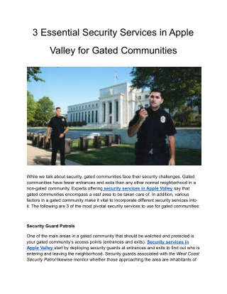 3 Essential Security Services in Apple Valley for Gated Communities