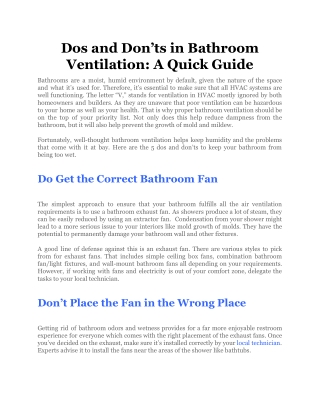 Dos and Don’ts in Bathroom Ventilation_ A Quick Guide
