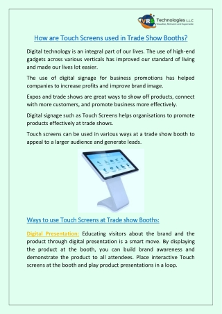 How are Touch Screens used in Trade Show Booths?