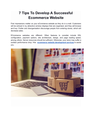 7 Tips To Develop A Successful Ecommerce Website