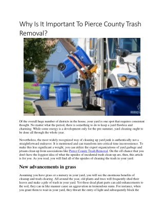 Why Is It Important To Pierce County Trash Removal