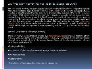 Insist On The Best Plumbing