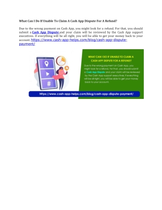 What Can I Do If Unable To Claim A Cash App Dispute For A Refund