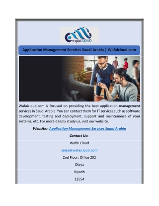 Application Management Services Saudi Arabia | Wafaicloud.com