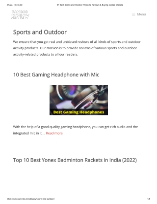 #1 Best Sports and Outdoor Products Reviews & Buying Guides Website