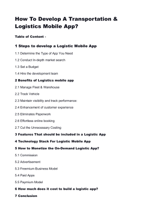 logistic app development stage