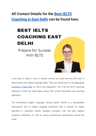 Best IELTS Coaching in East Delhi