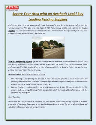Secure Your Area with an Aesthetic Look! Buy Leading Fencing Supplies