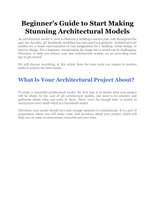 Beginner’s Guide to Start Making Stunning Architectural Models
