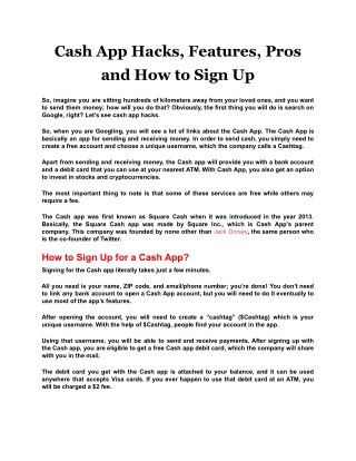 Cash App Hacks, Features, Pros and How to Sign Up