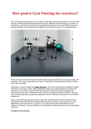 How good is Gym Flooring for