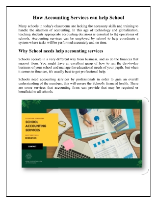 How Accounting Services can help School