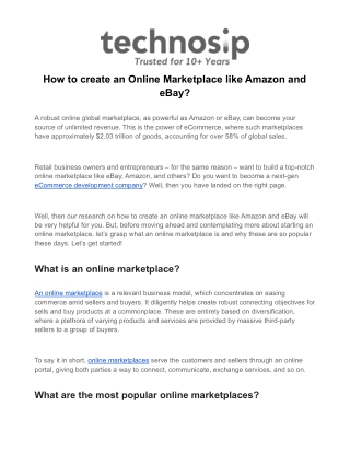 How to create an Online Marketplace like Amazon and eBay_