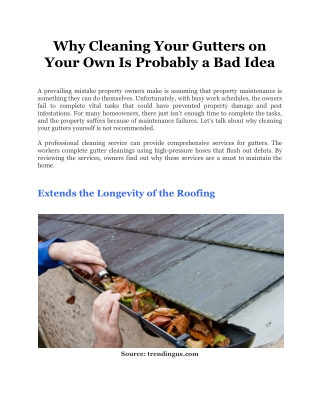 Why Cleaning Your Gutters on Your Own Is Probably a Bad Idea