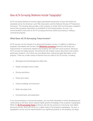 Does ALTA Surveying Oklahoma Include Topography