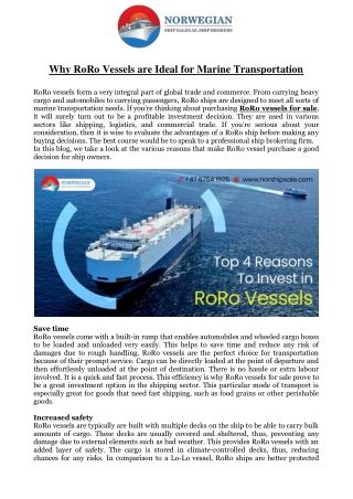 Why RoRo Vessels are Ideal for Marine Transportation