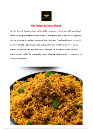 $5 off - Om Sweet & Curry House Restaurant Cannington, WA