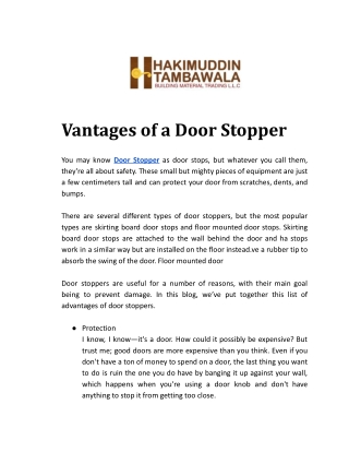 Vantages of a Door Stopper