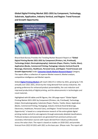 Global Digital Printing Market Research Report 2021-2031