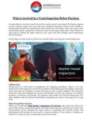 What is involved in a Vessel Inspection Before Purchase