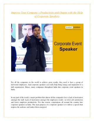 Improve Your Company’s Productivity and Output with the Help of Corporate Speakers