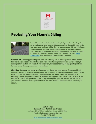 Replacing Your Home's Siding