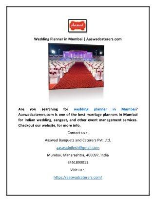 Wedding Planner in Mumbai | Aaswadcaterers.com