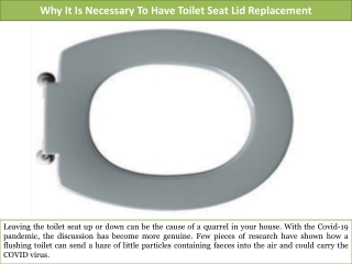 Why It Is Necessary To Have Toilet Seat Lid Replacement